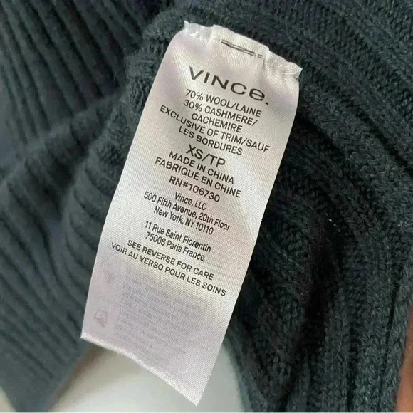 NWT Vince Wool Cashmere Ribbed Tunic Sweater Tide Pool size XS - Picture 7 of 12
